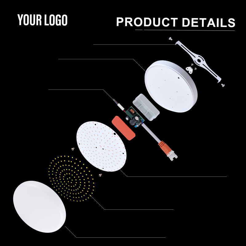 36W Superficies DUXERIT Frameless Panel Light, Aluminium + PC, Ferrum + PP, Lux plena